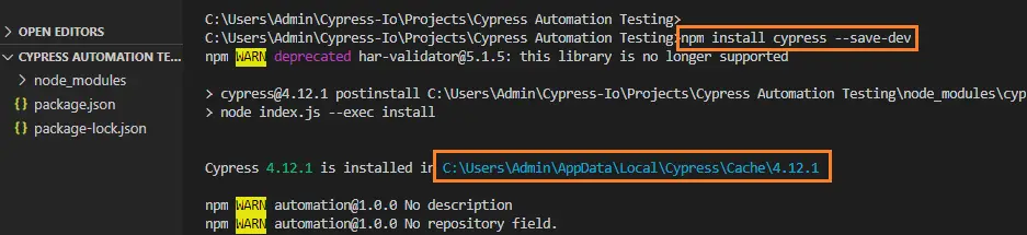 install-sucess-cypress