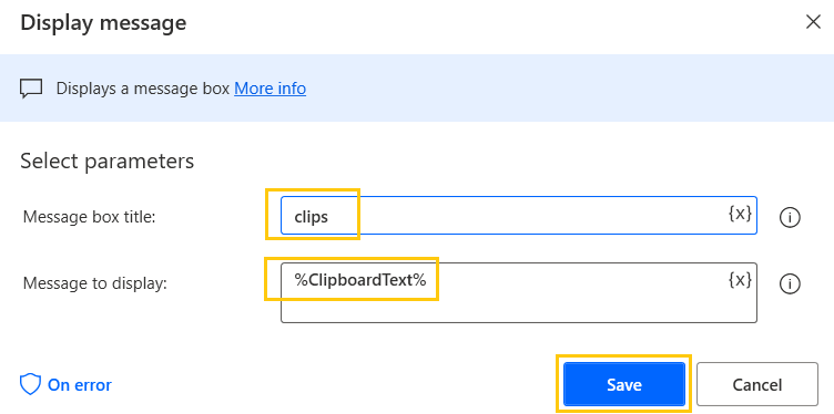 display-msg-clipboard-actions-power-automate-desktop
