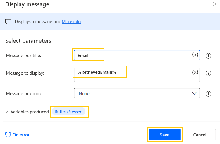 retrive-display-outlook-automation-power-automate-desktop