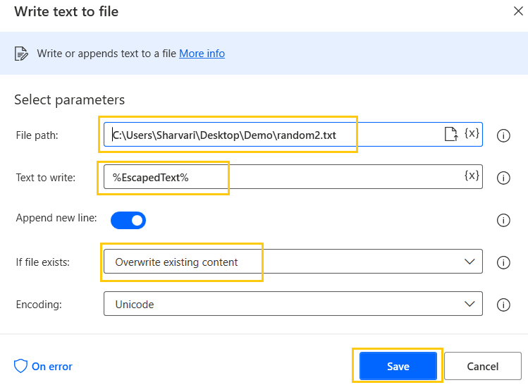 write-text-to-file-escape-text-case-text-actions-power-automate-desktop