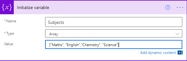 array-power-automate-var