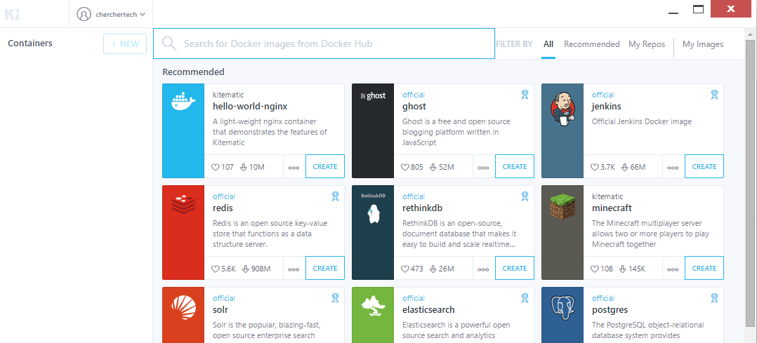 home-page-of-kitematic-docker