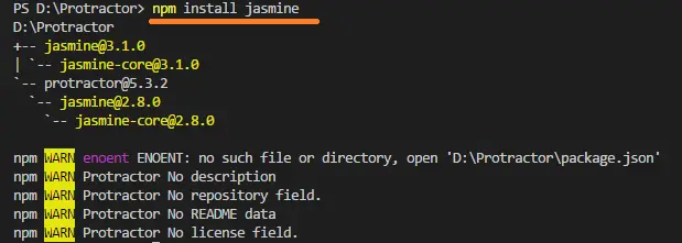 jasmine-installtion-protractor-vscode