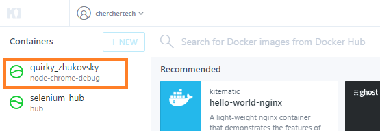 kitematic-node-chrome-debug-running