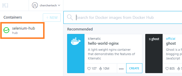 selenium-hub-kitematic