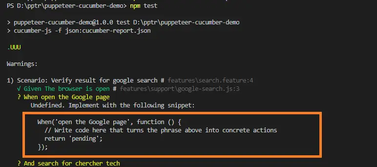 error-step-generation-cucumber-puppeteer error-step-generation-cucumber-puppeteer