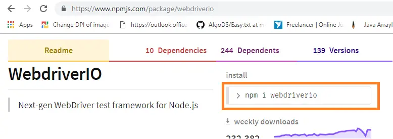 install-webdriverio-package